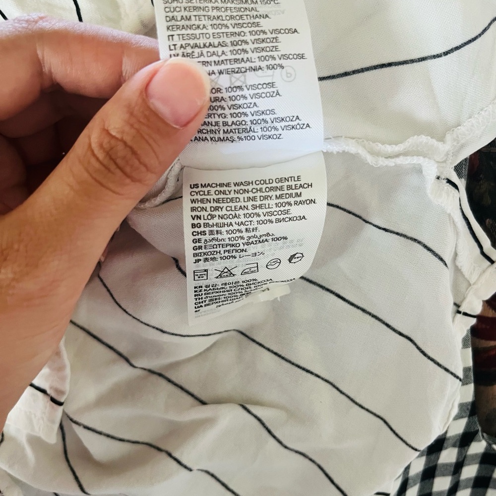 H&M White Shirt with Black Pinstripes and Blue Graphic - Picture 6 of 6